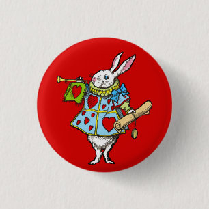 Alice im Wunderland ~ Knopf-Hase rote Herzen Button