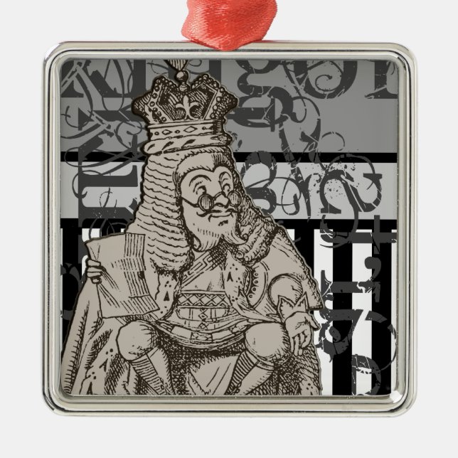 Alice im Wunderland-König von HerzenGrunge Silbernes Ornament (Vorne)