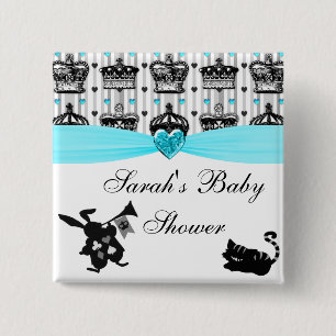 Alice im Wunderland königliche Kronen Baby Shower Button