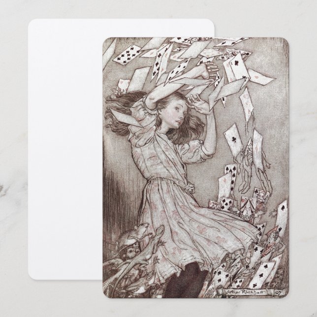 Alice im Wunderland Lewis Carroll Rackham Einladung (Vorne/Hinten)