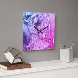 Alice im Wunderland Lewis Carroll Rackham Quadratische Wanduhr