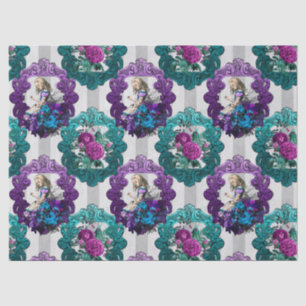 Alice im Wunderland Lila Grüne Rahmen Decoupage Seidenpapier
