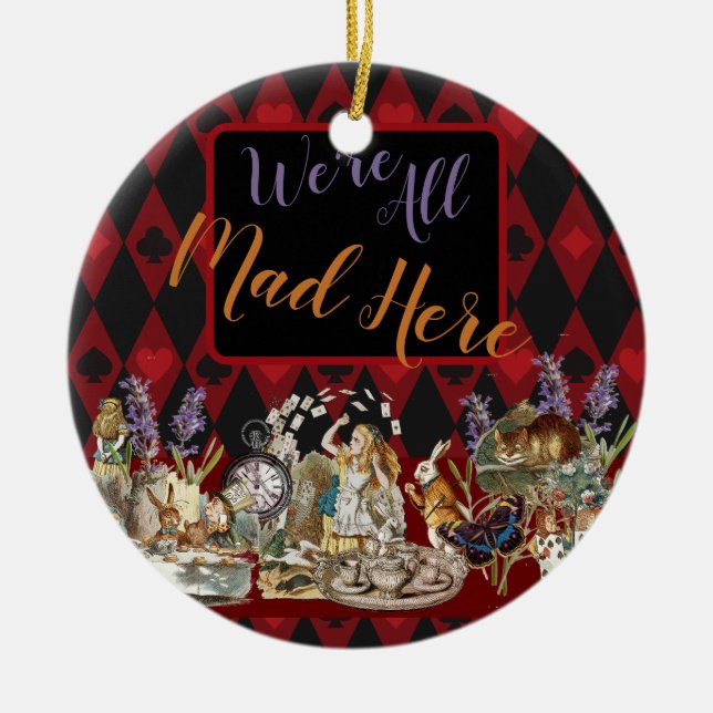 Alice im Wunderland Mad Cheshire Cat Keramik Ornament (Vorne)