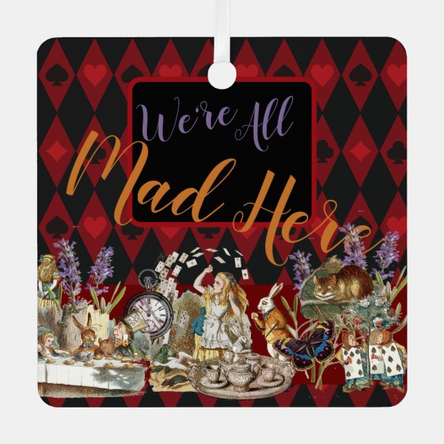 Alice im Wunderland Mad Cheshire Cat Ornament Aus Metall (Vorderseite)