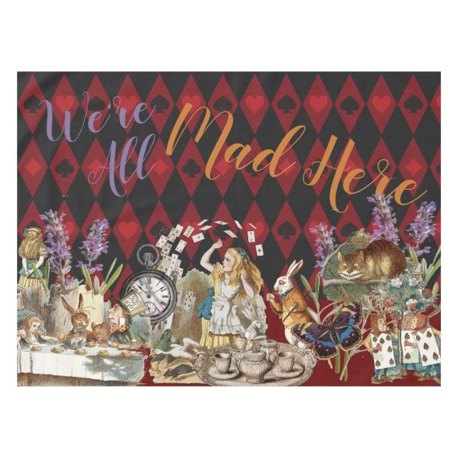 Alice im Wunderland Mad Cheshire Cat Tischdecke (Vorderseite (Horizontal))