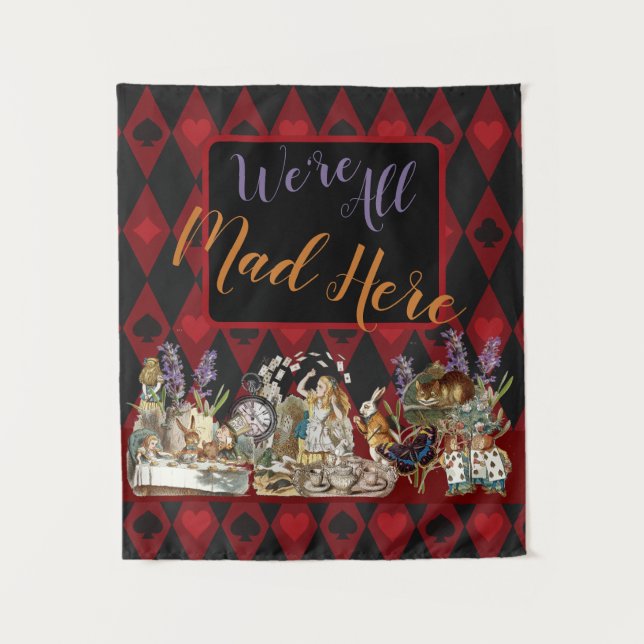 Alice im Wunderland Mad Cheshire Cat Wandteppich (Vorderseite)