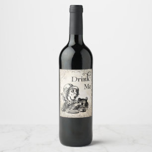 Alice im Wunderland Mad Hatter Drink Me Flasche Weinetikett