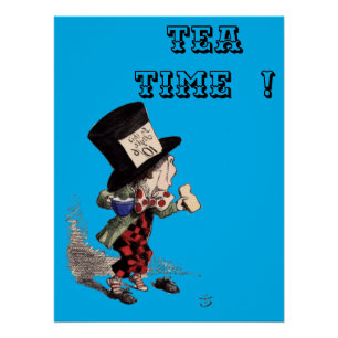 Alice im Wunderland - Mad Hatter - farbblau bkgrd Poster