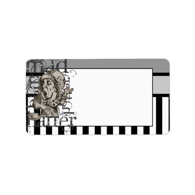 Alice im Wunderland Mad Hatter Grunge Adressaufkleber (Vorne)