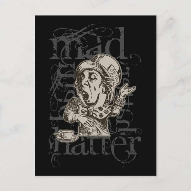 Alice im Wunderland Mad Hatter Grunge (Single) Postkarte (Vorderseite)