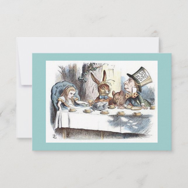 Alice im Wunderland, Mad Hatter, Tee-Party Einladung (Vorderseite)