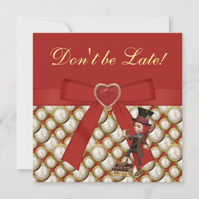 Alice im Wunderland Mad Hatter Tee Party lädt ein Einladung (Vorderseite)