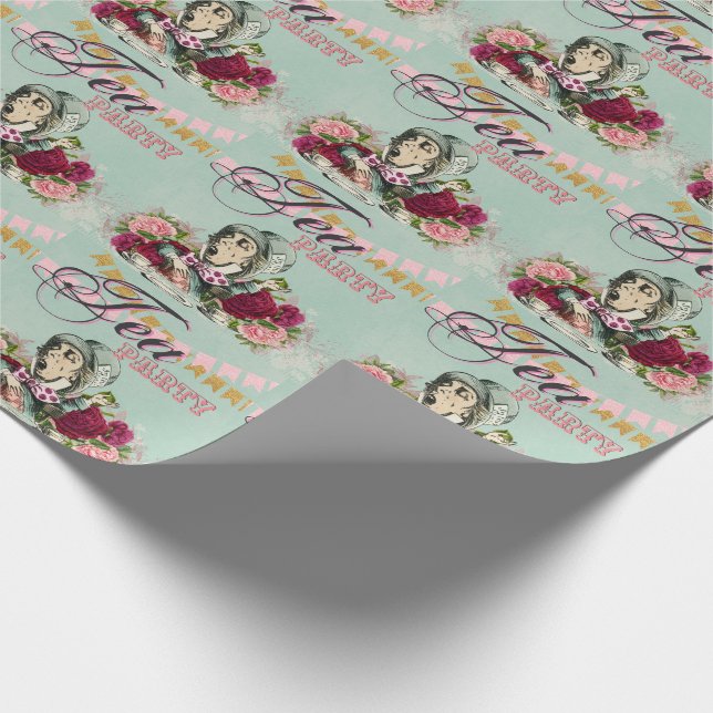 Alice im Wunderland Mad Hatters Tee Party Custom Geschenkpapier (Ecke)