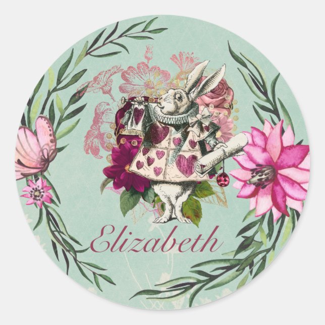 Alice im Wunderland Mad Hatters Tee Party Custom Runder Aufkleber (Vorderseite)