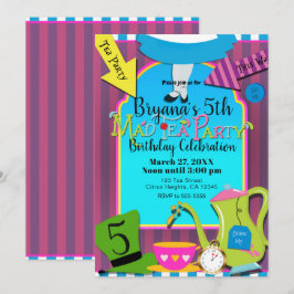 Alice im Wunderland Mad Tea Geburtstagsparty Einladung