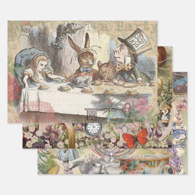 Alice im Wunderland Mad Tea Party Kunst Geschenkpapier Set (Set)