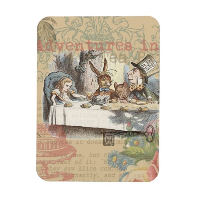 Alice im Wunderland Mad Tea Party Kunst Magnet (Vertikal)
