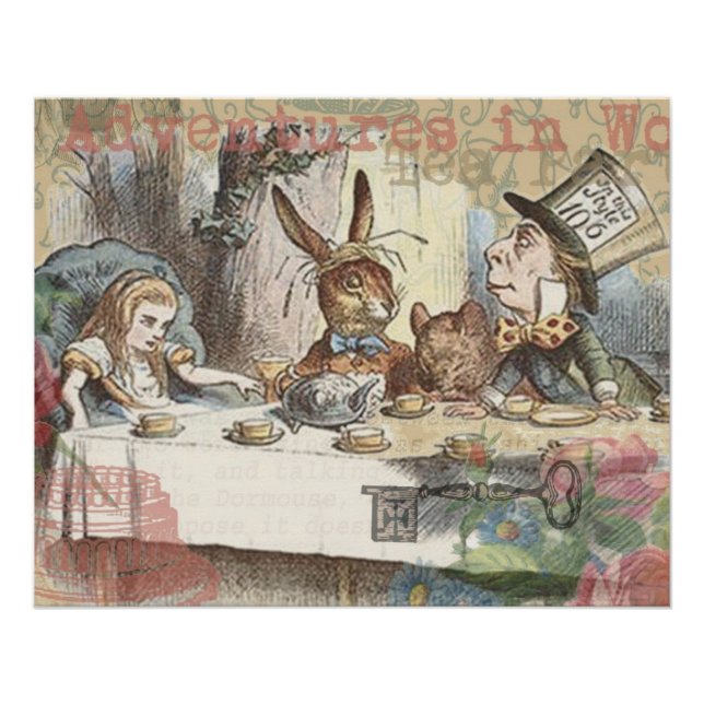 Alice im Wunderland Mad Tea Party Kunst Poster (Vorderseite)