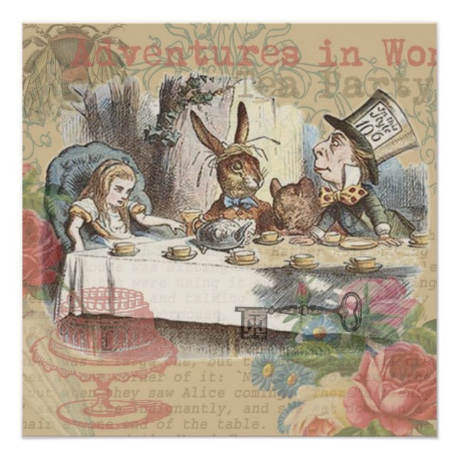 Alice im Wunderland Mad Tea Party Kunst Poster (Vorderseite)