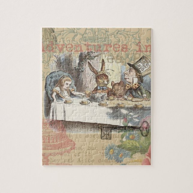 Alice im Wunderland Mad Tea Party Kunst Puzzle (Vertikal)