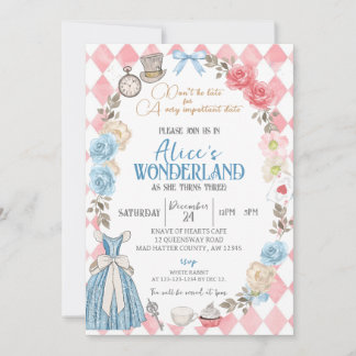 Alice im Wunderland, Mädchen 3. Geburtstag Tee Par Einladung