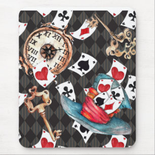 Alice im Wunderland-Mauspad mit Uhr, Schlüsselkart Mousepad