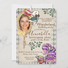 Alice im Wunderland mit Foto Theme Party Einladung