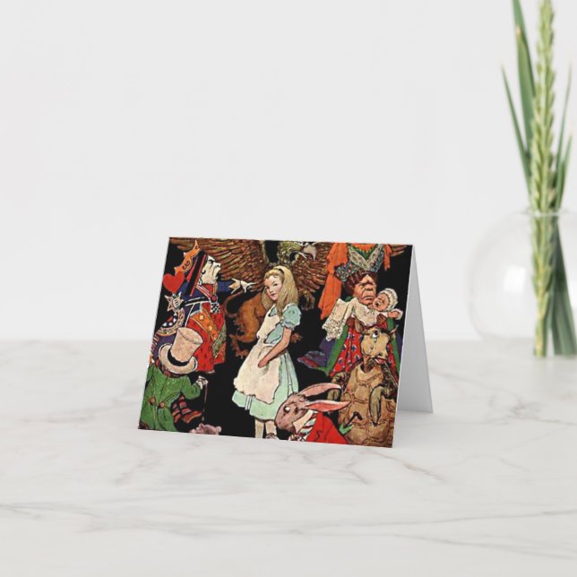 Alice im Wunderland mit Freund-Illustration Karte (Vorderseite)
