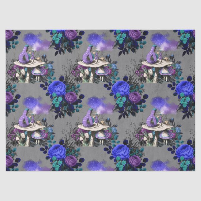 Alice im Wunderland mit Raupe Decoupage Seidenpapier (Vorderseite)