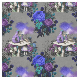 Alice im Wunderland mit Raupe und Rose Stoff