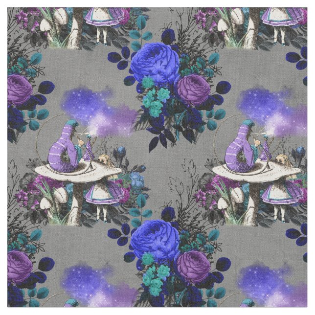 Alice im Wunderland mit Raupe und Rose Stoff (Nahaufnahme)