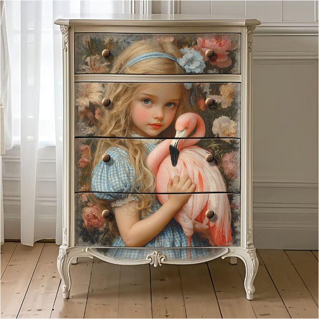 Alice im Wunderland mit rosa Flamingo Seidenpapier (Von Creator hochgeladen)