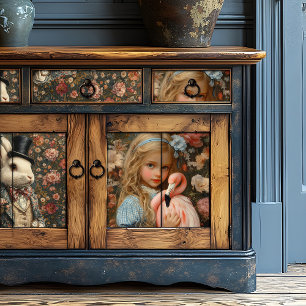 Alice im Wunderland mit rosa Flamingo Seidenpapier