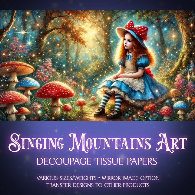 Alice im Wunderland Mushroom Forest Decoupage Seidenpapier (Von Creator hochgeladen)
