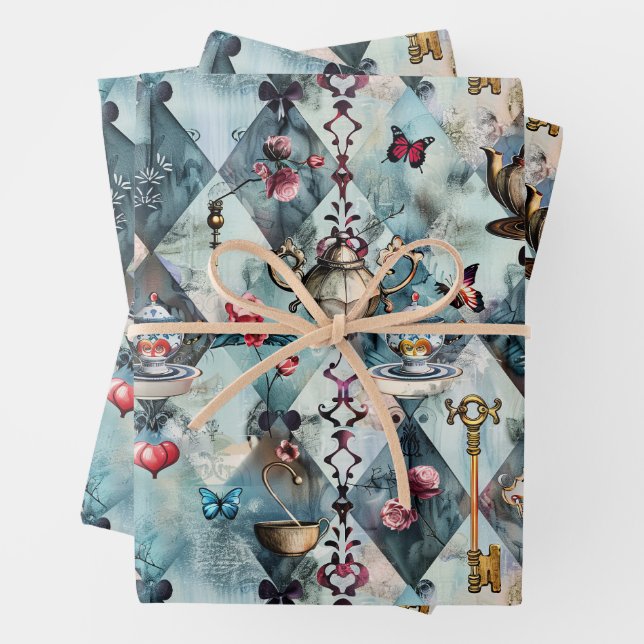 Alice im Wunderland Muster Geschenkpapier Set (Beispiel)