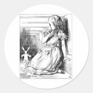 Alice im Wunderland nach Weißes Kaninchen Runder Aufkleber