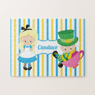 Alice im Wunderland Niedlich Kids Monogram Blue Ye Puzzle