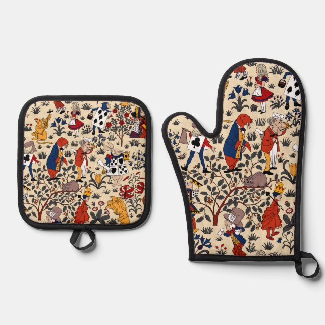 Alice im Wunderland Ofenhandschuh & Topflappen-Set (Vorderseite)