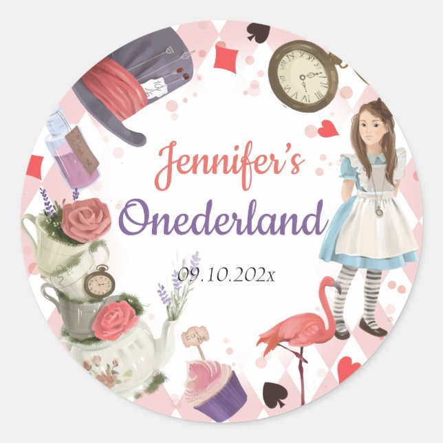 Alice im Wunderland Onederland Runder Aufkleber (Vorderseite)