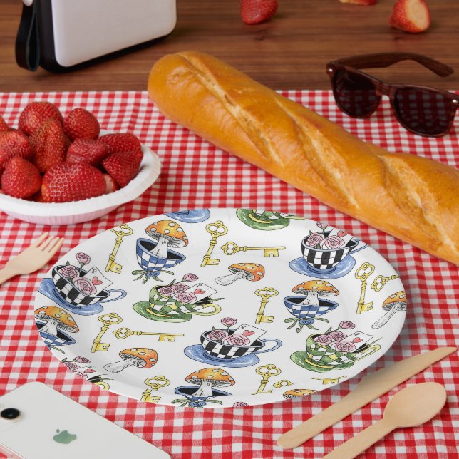 Alice im Wunderland Pappteller (Picknick)
