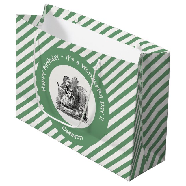 Alice im Wunderland Party - Alice und das Kitten Große Geschenktüte (Vorderseite Schrägansicht)