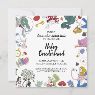 Alice im Wunderland Party Einladung | Handgezogen