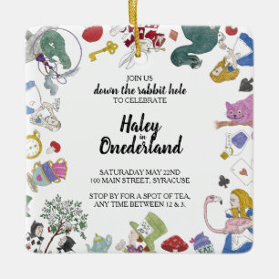 Alice im Wunderland Party Einladung Ornament