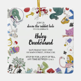 Alice im Wunderland Party Einladung Ornament