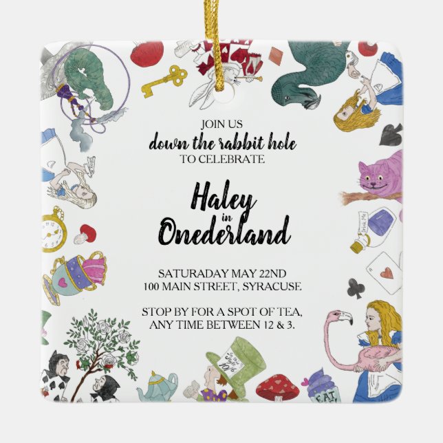 Alice im Wunderland Party Einladung Ornament (Vorderseite)