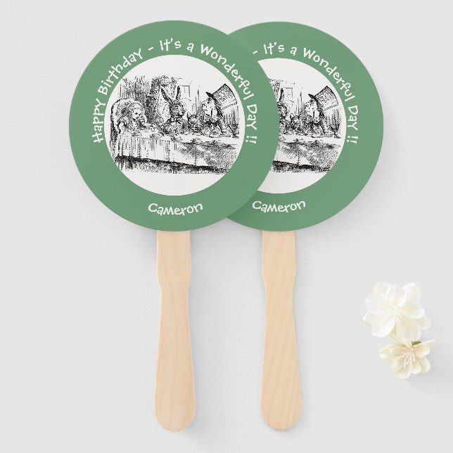 Alice im Wunderland Party - Mad Hatters Tea Party Fächer (Vorne und Hinten)