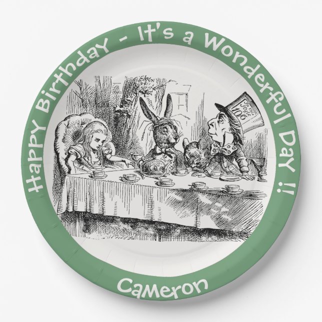Alice im Wunderland Party - Mad Hatters Tea Party Pappteller (Vorderseite)