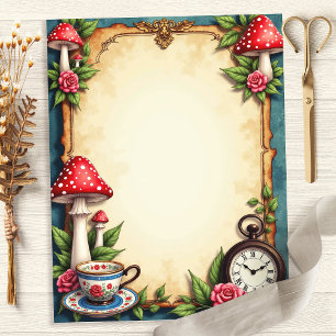Alice im Wunderland Pilze Teetasse Scrapbook Papie