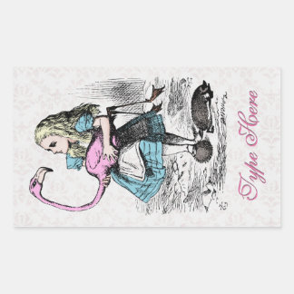 Alice im Wunderland Pink Flamingo Croquet Party Rechteckiger Aufkleber