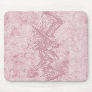 Alice im Wunderland Pink floral Art Mad Hatter Mousepad